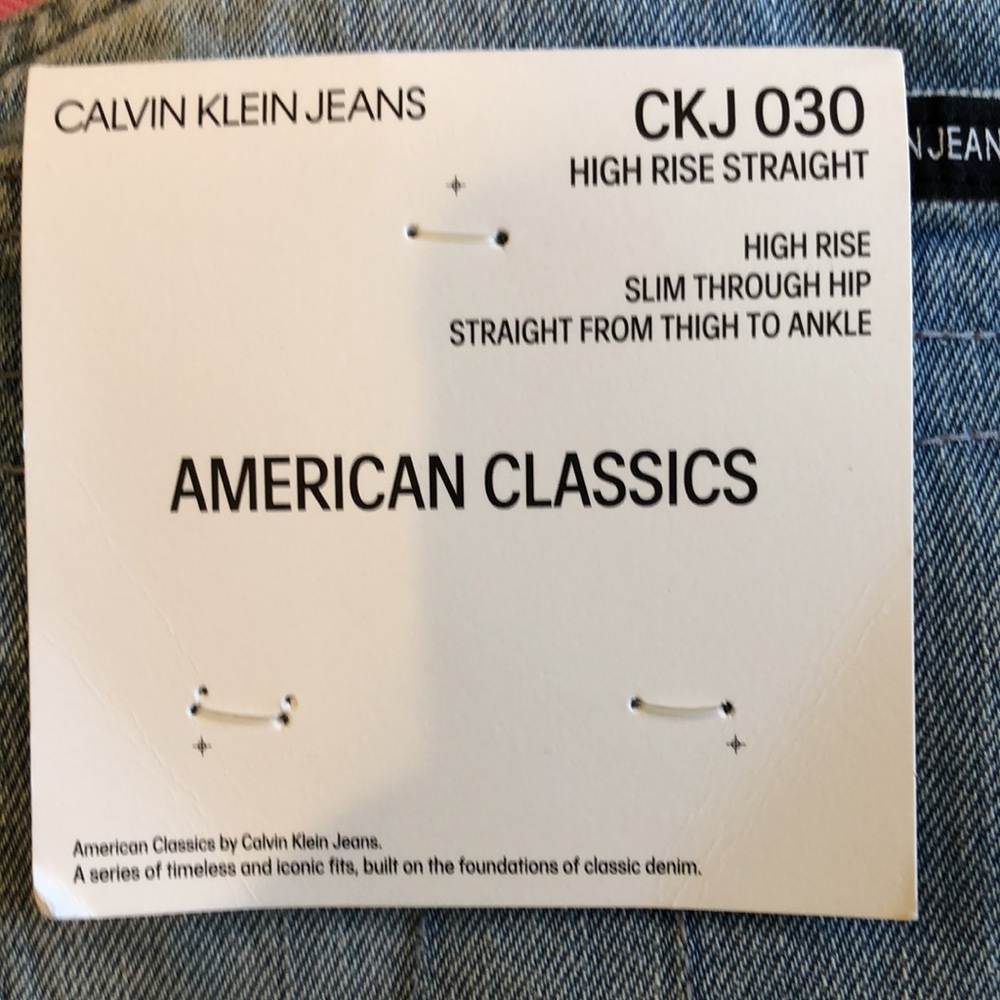 Calvin Klein Jeans high Rose Straight Blue Jeans with pink/red at waist - Picture 5 of 11